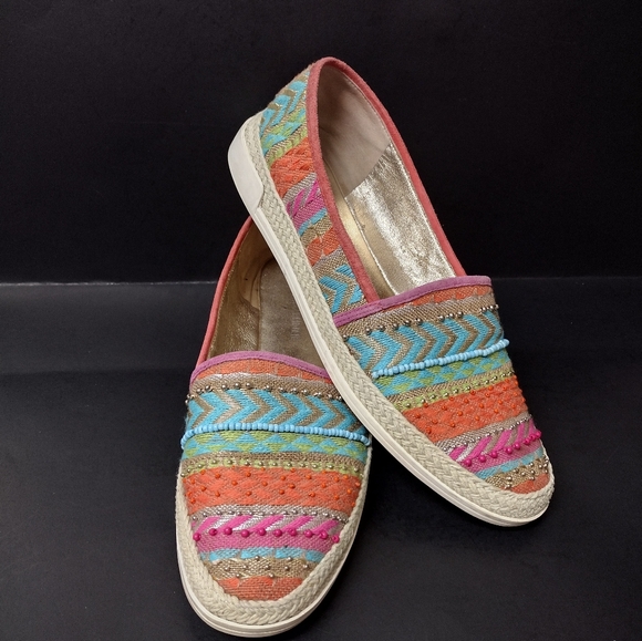 Donald J. Pliner Shoes - - DONALD PLINER -  MULICOLOR BEADED ESPADRILLE LOAFERS WOMEN'S SHOES SIZE :7M